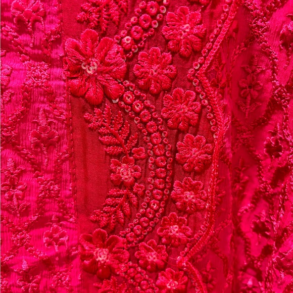 Agha Noor Fuschia Silk and Chiffon Women’s Tunic Top - Picture 8 of 12